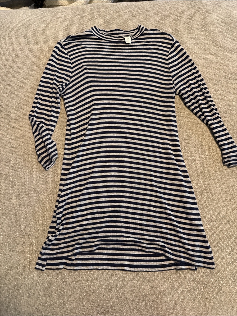 Chico’s Zenergy Navy Gray Striped Knit Tunic Dress Size 0 Soft Stretch